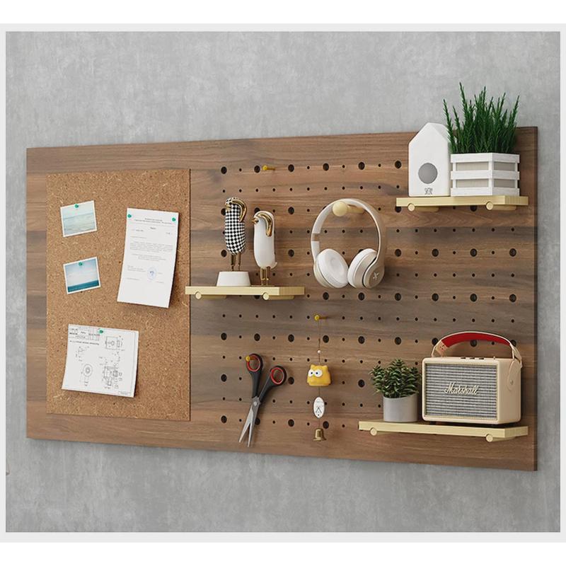 1vpk软木板洞洞板墙壁装饰实木留言板客厅书房收纳架照片墙置物架