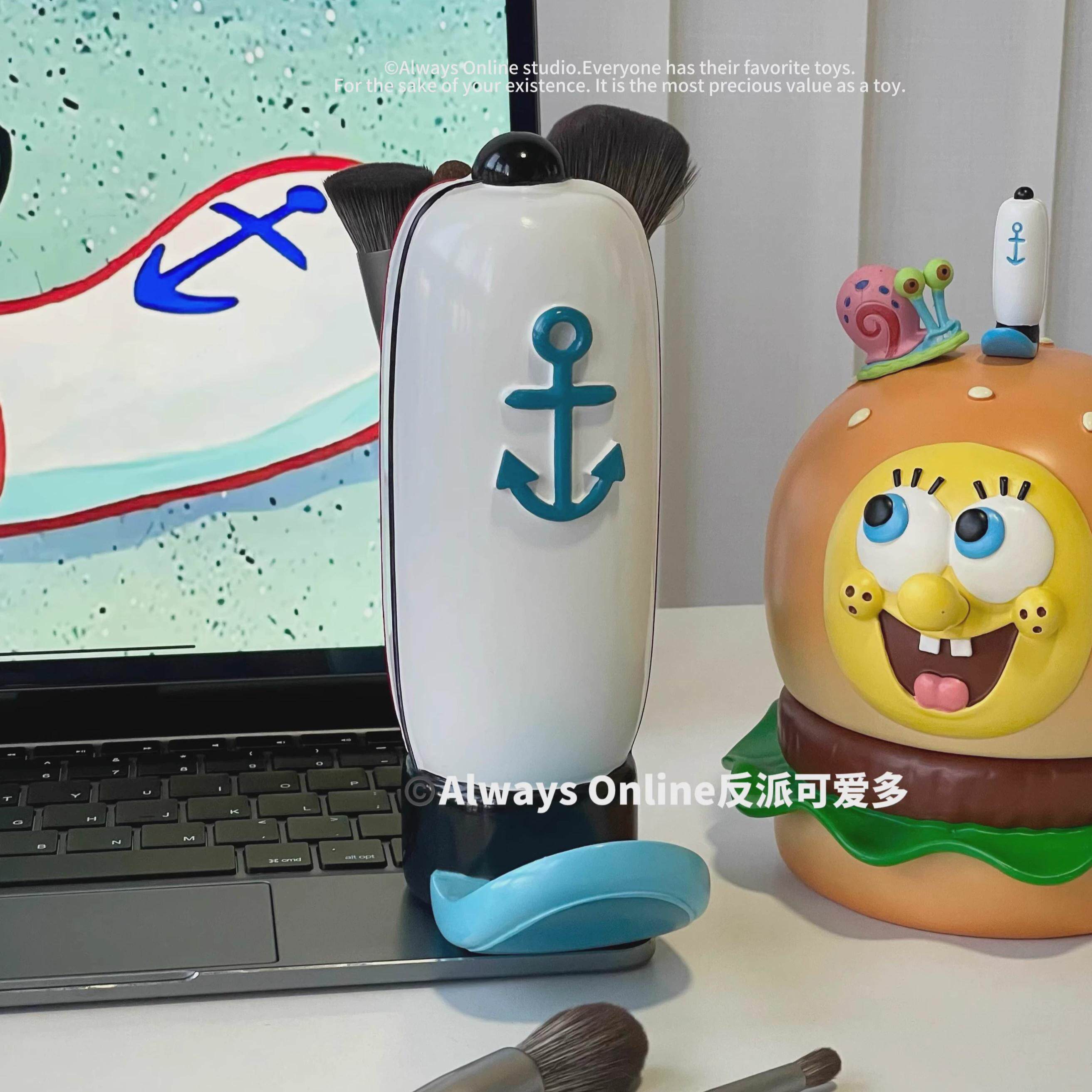 反派可爱多海绵宝宝同款蟹堡王员工帽章鱼哥笔筒花瓶遥控收纳摆件