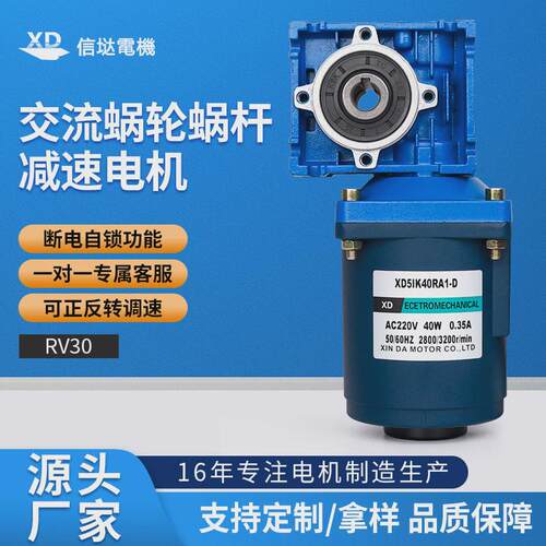 信达力矩40w蜗轮蜗杆减速电机rv30单相大工厂220v交流调速电动机