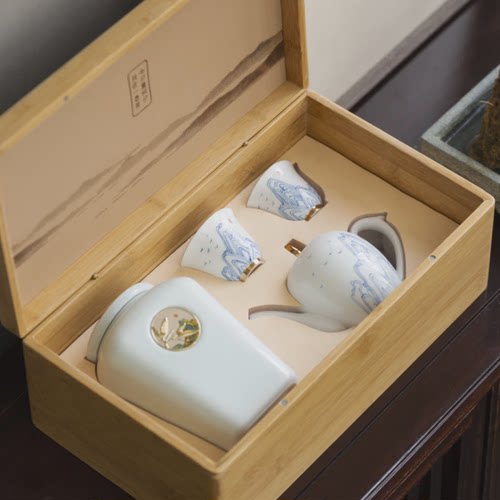 中秋新款高档茶叶瓷罐茶具包装盒空礼盒绿茶红茶陶瓷茶叶大号竹盒