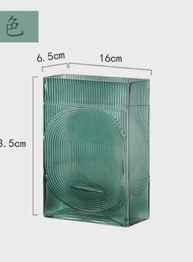 创意轻奢简约网红欧式方形竖条水养玫瑰装饰摆件家居客厅玻璃花瓶