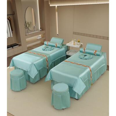 欧式美容床罩四件套轻奢按摩美容院床罩高级理疗推拿洗头床套批发