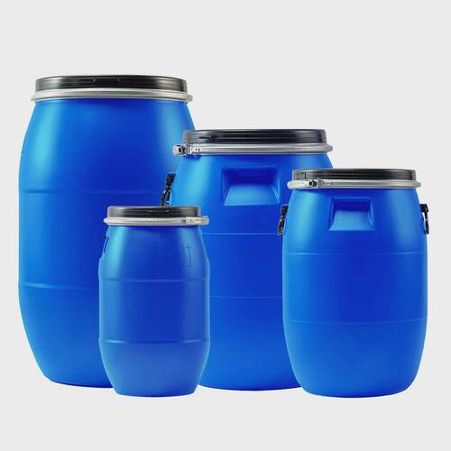 定制塑料桶法兰抱箍桶60l带盖法兰桶圆形塑料化工铁箍桶大口加厚