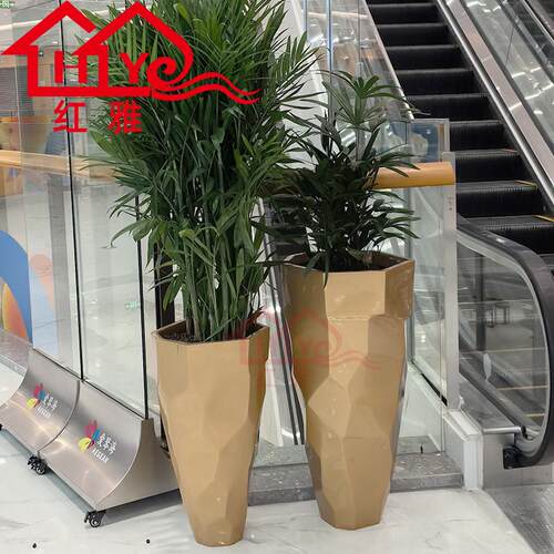 池玻璃钢长方形花箱商场美陈组合花盆广场大号景观花池圆形树户外