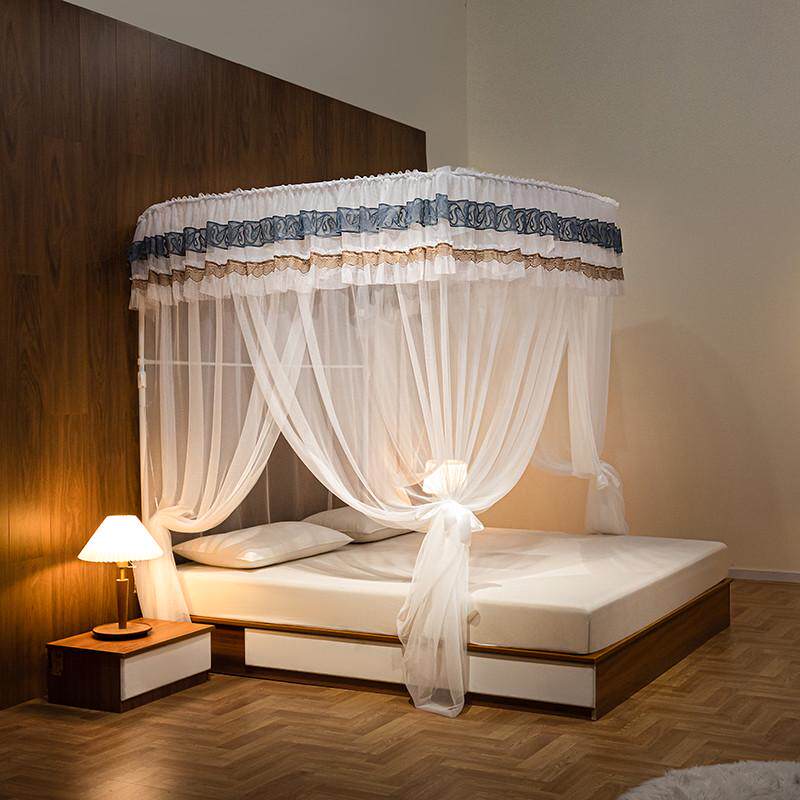2025夏季伸缩防摔蚊帐法式花边一体落地蚊帐家用宫廷坐床防尘支架,床上用品,蚊帐,淘宝优惠券,粉丝福利购,淘宝优惠卷