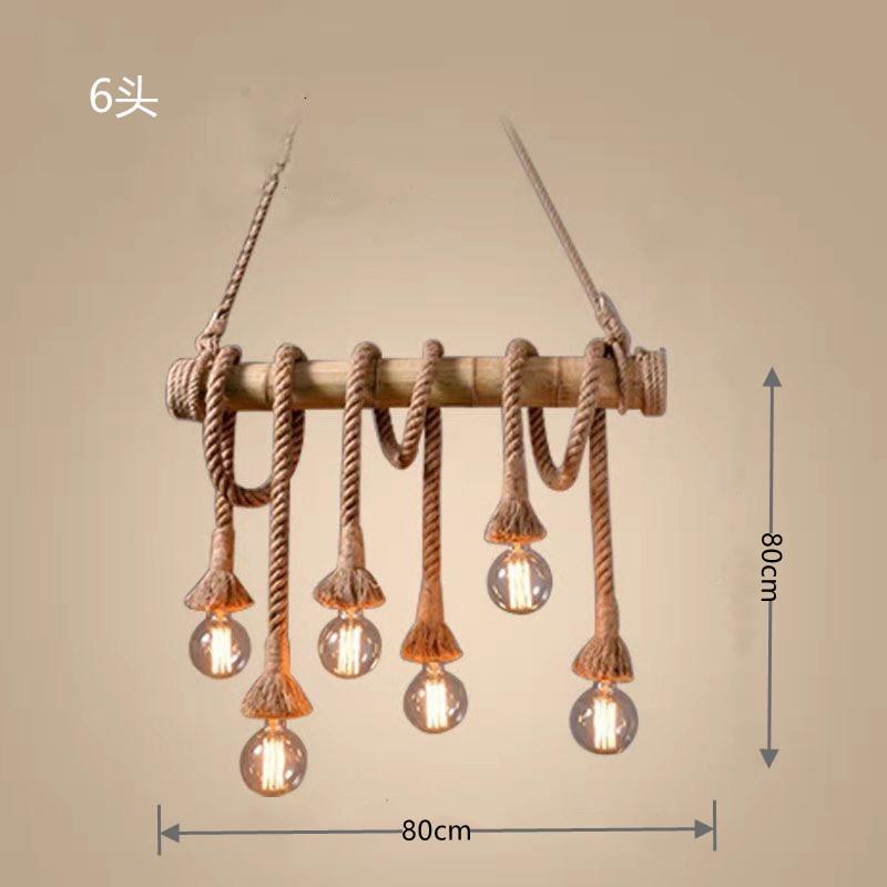 工业风麻绳竹筒水管吊灯服装咖啡厅过道卧创意竹子客餐店铺装饰灯