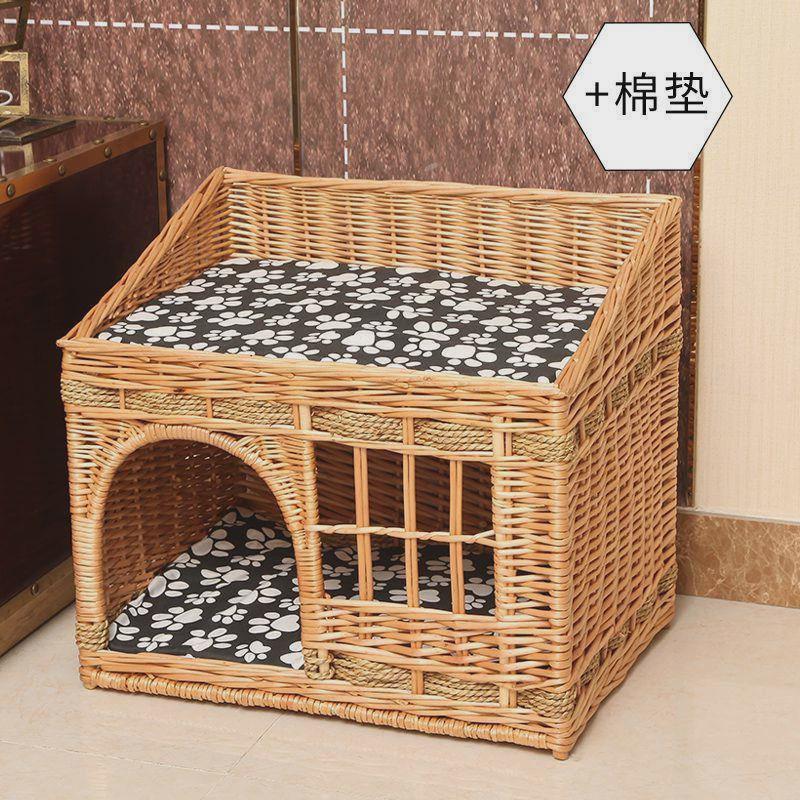 猫窝四季通用夏季凉窝藤编猫窝猫笼房子别墅双层猫咪窝猫屋批发