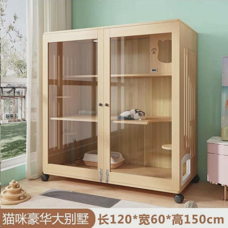 猫笼实木别墅笼子猫咪猫窝展示柜两层家用繁殖繁育木头屋厂家直销