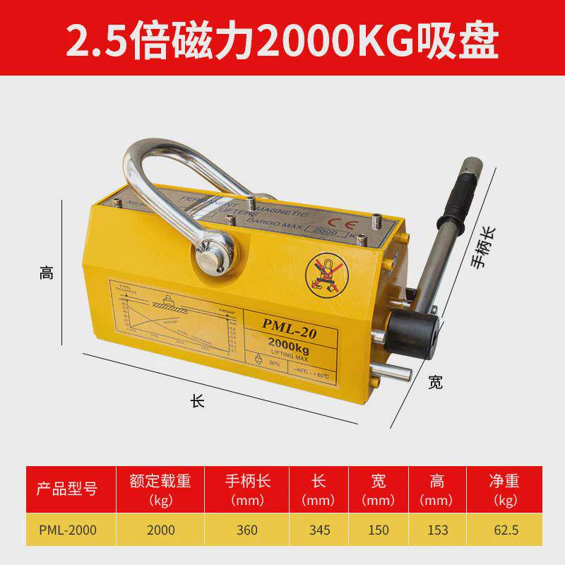 聚钢永磁起重器1吨2吨3吨5吨手动工业强磁铁落地吸盘不消磁磁力