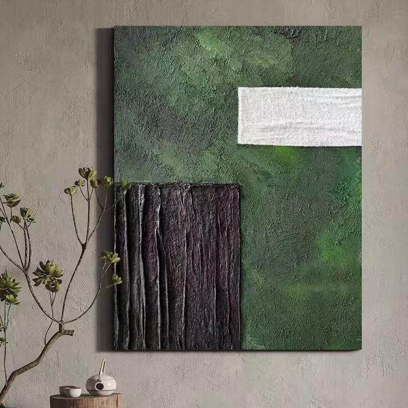 肌理客厅中古风绿色壁抽象装饰画玄关挂画意式极简艺术高级感轻奢