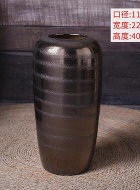 景德镇陶瓷粗陶花瓶摆件家居装饰品中式客厅花盆瓷器插花陶罐落地