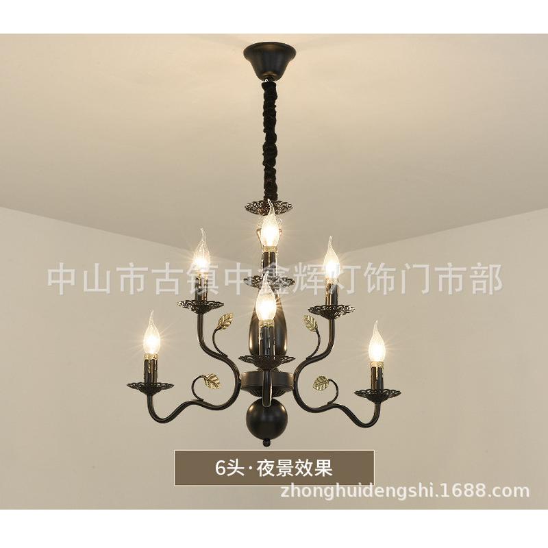 双层欧式蜡烛吊灯6头吸顶铁艺灯具客厅卧室复古酒店工程餐厅灯