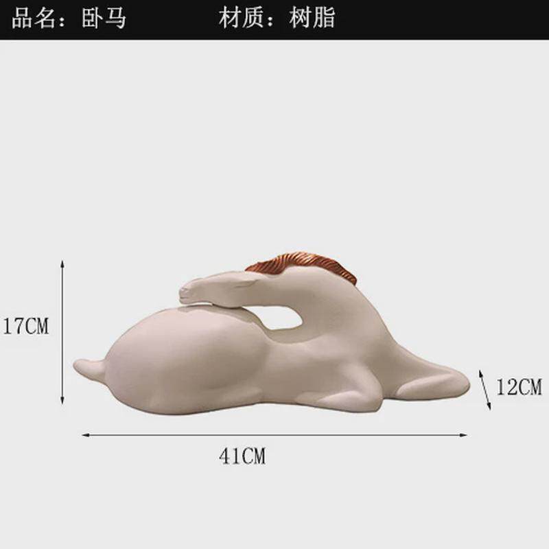 简约现代意境白色卧马软装玄关摆件样板房售楼处电视柜饰品摆设