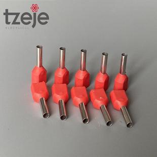 te双线管型预绝缘端头te2508铜鼻子紫铜两进一出针型耳端子线