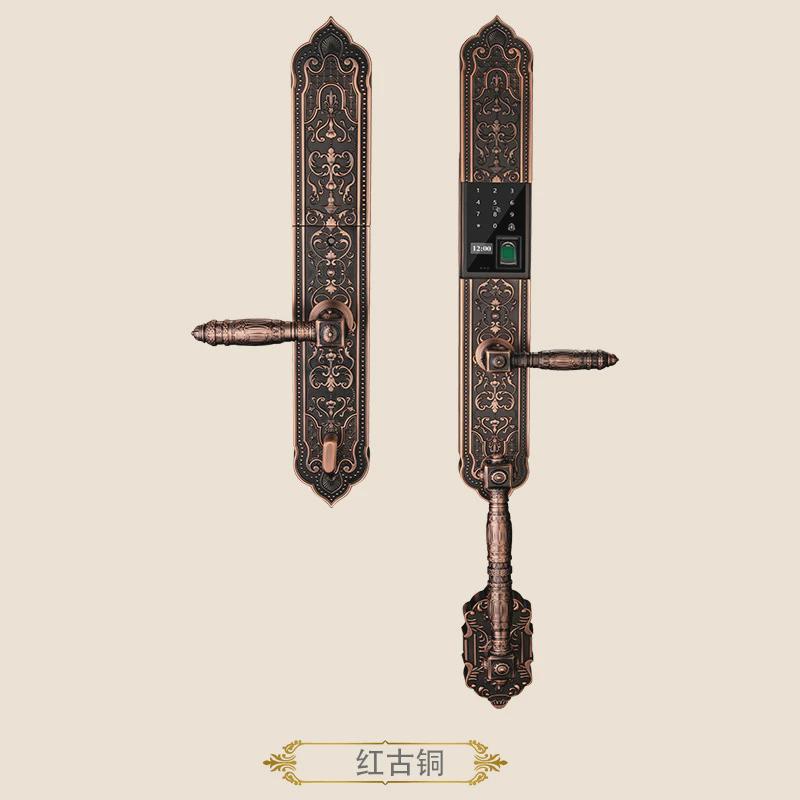 易于饰家高端欧式双开门电子锁别墅复古大门锁智能锁指纹密码锁