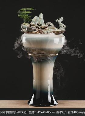 落地高端室内轻奢鱼缸流水摆件客厅生财景观大型招财喷泉造景礼品