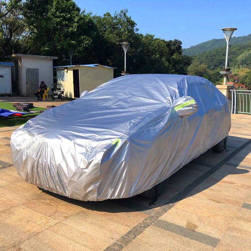 170T涤塔夫遮阳罩防晒防雨车罩汽车涂银布4S店车行车衣carcover