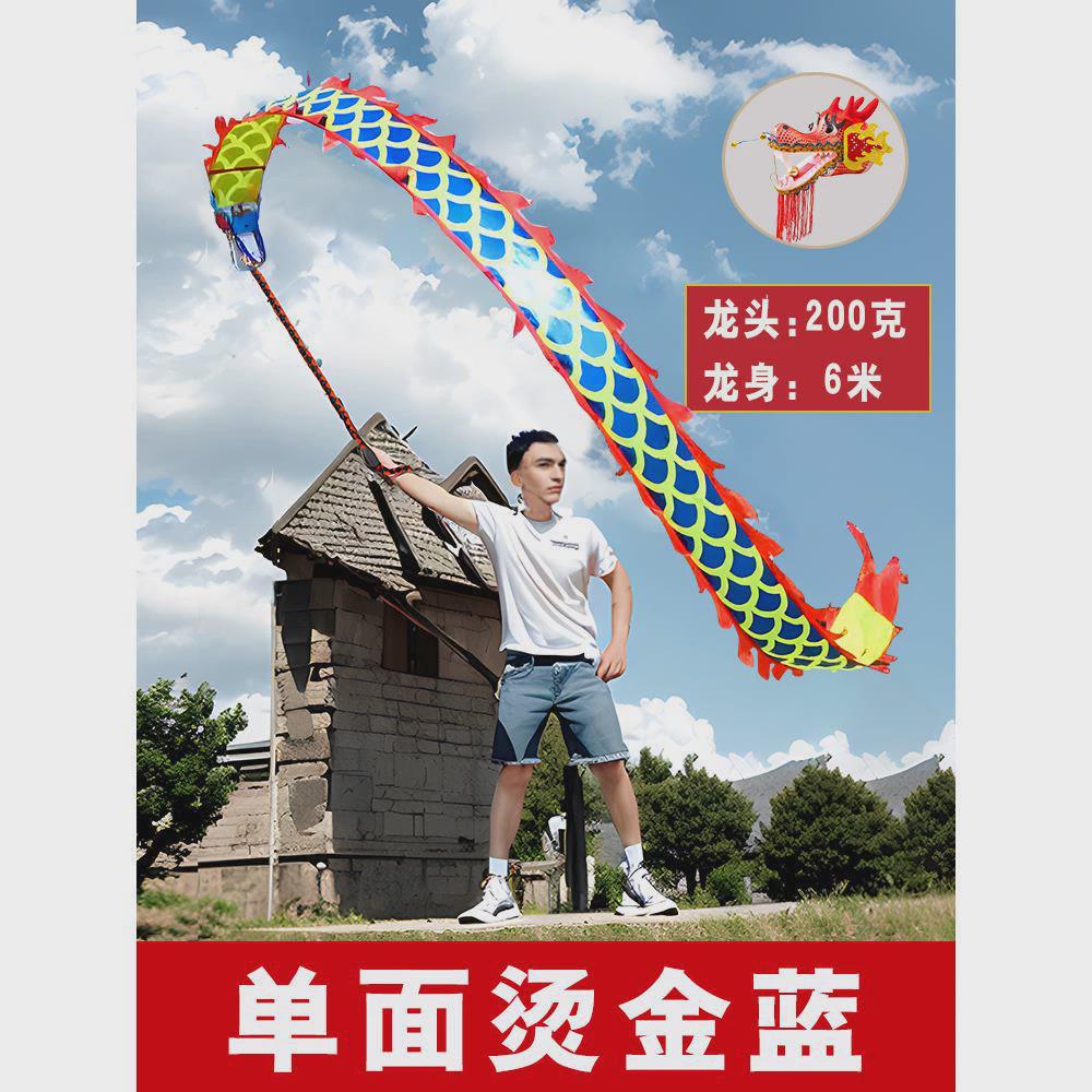 舞龙新款健身龙彩带广场舞中老年手甩龙道具表演专用中国烫金龙源