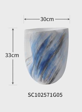 傲美斯omaysn手绘陶瓷花瓶家居装饰品花瓶大口径客厅摆件陶瓷制品