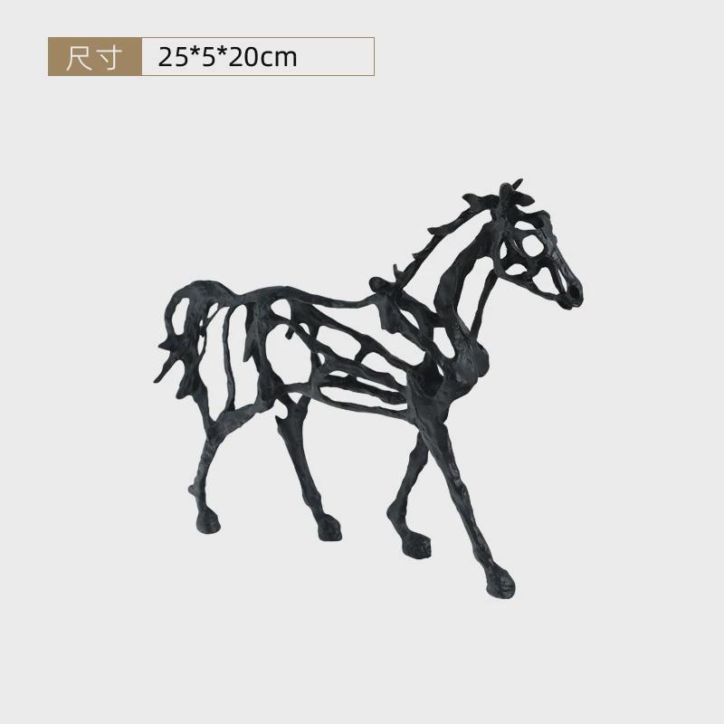 现代抽象金属工艺品镂空马摆件办公室玄关酒柜客厅家居软装饰品