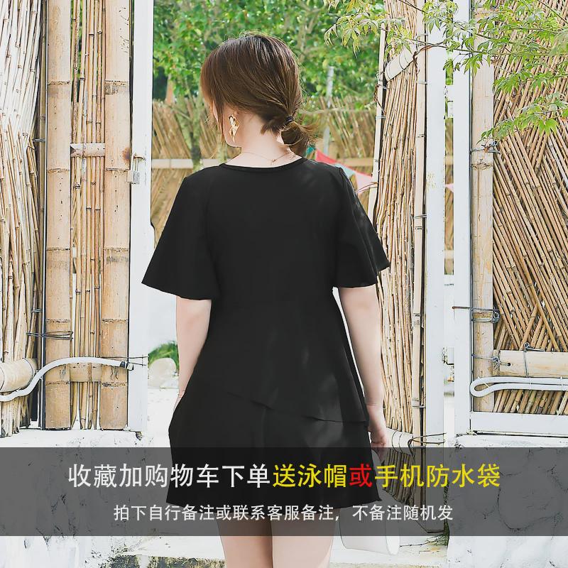 大码泳衣女胖mm遮肚显瘦200斤平角宽松加肥孕妇性感分体裙泡温泉