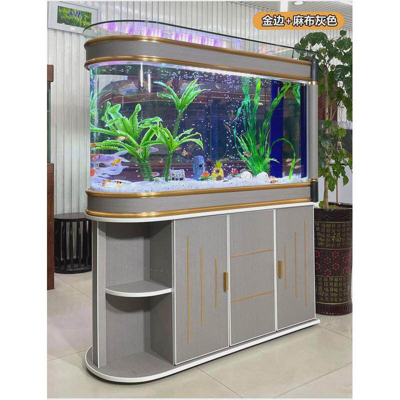 家用大型鱼缸客厅落地屏风玻璃水族箱底过滤大型屏风隔断生态鱼缸