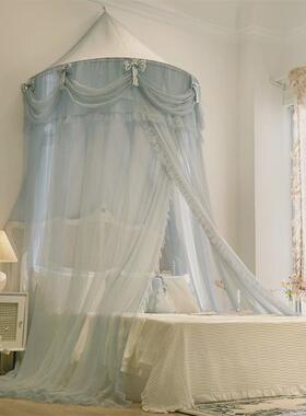 86m0新款公主蕾丝吸顶圆顶儿童蚊帐吊顶蚊帐1.2/1.5/1.8m落地式床