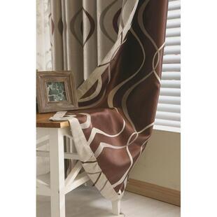 ri0t欧式 窗帘加厚阳离子成品全遮光条纹布料客厅卧室提花纱帘双面