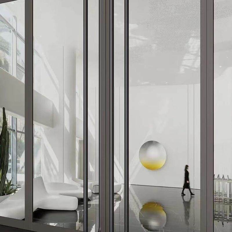 轻奢玻璃大门拉手黑色不锈钢弯管实木酒店商铺门把手金色对装