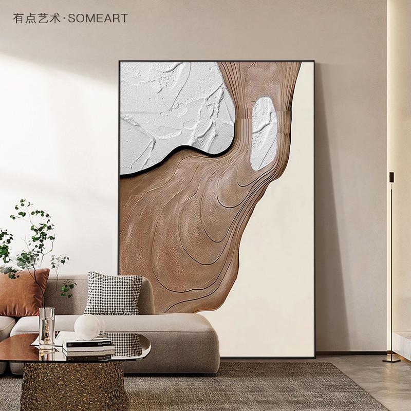 推荐侘寂风简约现代客厅沙发背景墙装饰画抽象进门玄关过道竖版挂