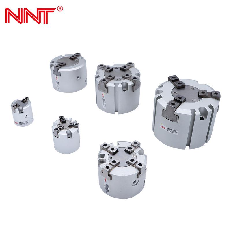 nnt气动平行手指气爪圆柱形四爪气缸mhs4双作机械手用气