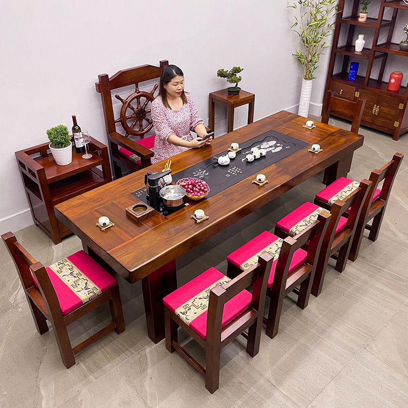 老船木茶桌椅组合茶台实木茶桌中式套装一体办公室泡茶大桌子家用