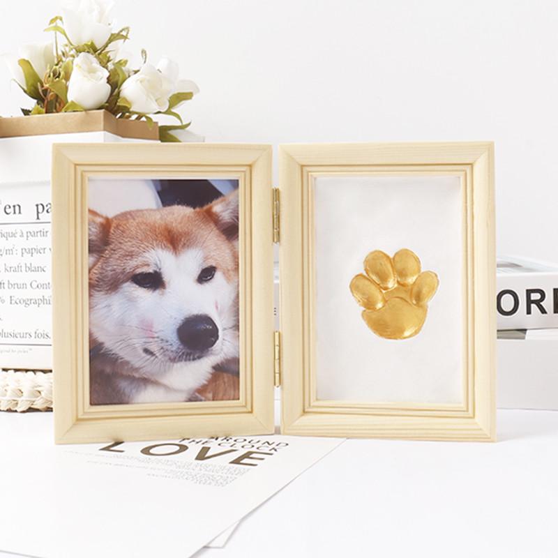 宠物爪印纪念狗狗爪印印泥diy脚印相框猫咪掌印实木照片纪念摆台