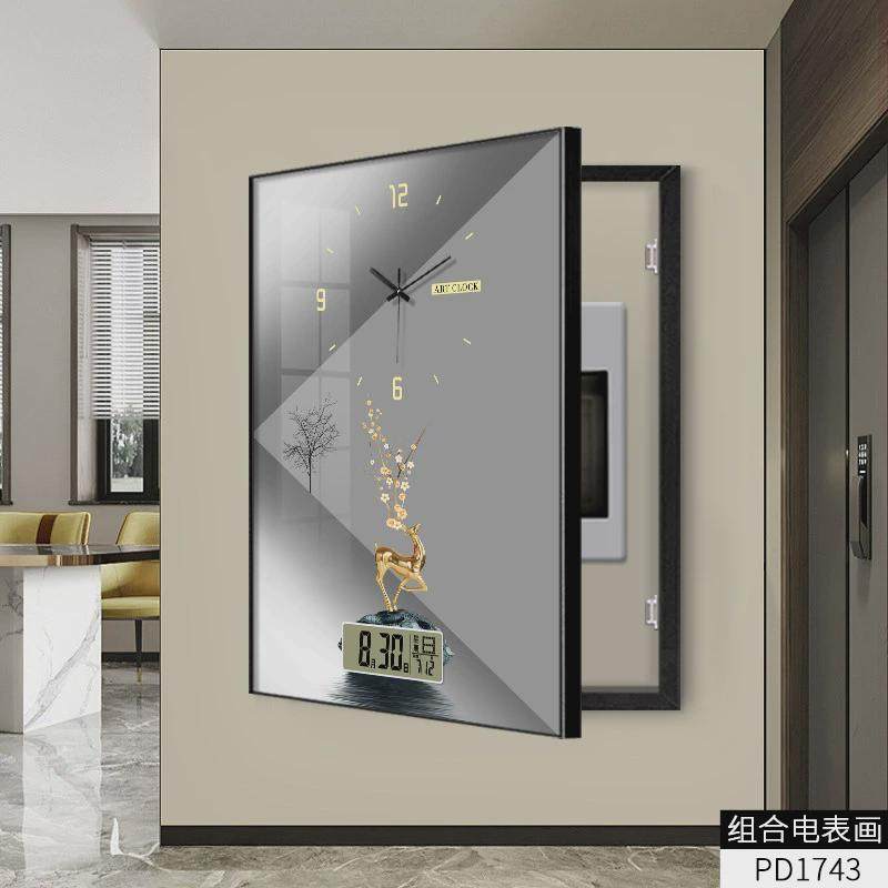 2024钟表轻奢竖款配电箱盒电闸箱电表箱装饰画免打孔带新款万年历,家居饰品,现代装饰画,淘宝优惠券,粉丝福利购,淘宝优惠卷