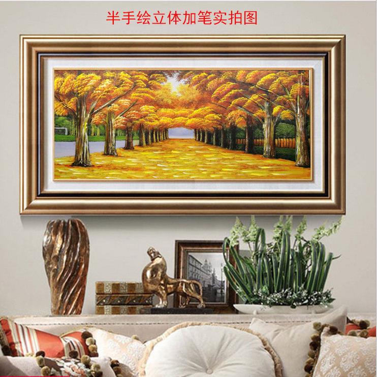 欧式酒店半卧室立体油画客厅装饰画美式手绘床头挂画玄关餐厅壁画图片
