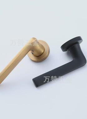 现代简约黑古铜黑色静音美式锌合金锁木门锁具执手室内机械门锁