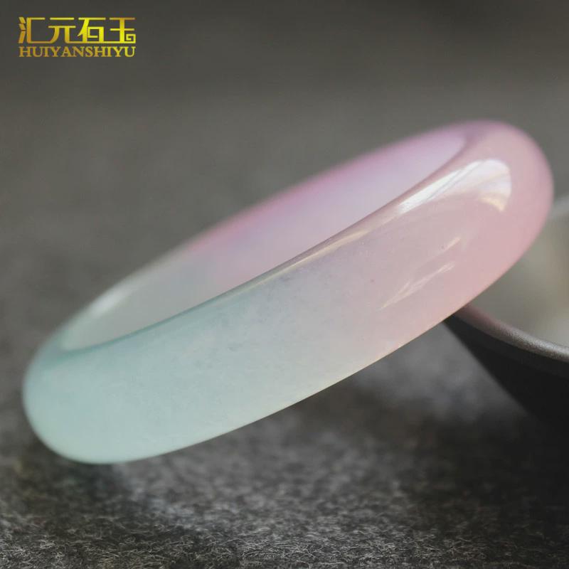 冰种半油半紫色石英岩玉镯紫罗兰玉石玉器手镯女饰品速发货源包邮