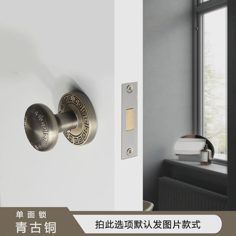 仿古新中式隐形门锁单面锁背景墙暗门锁室内球形门把手黄古铜