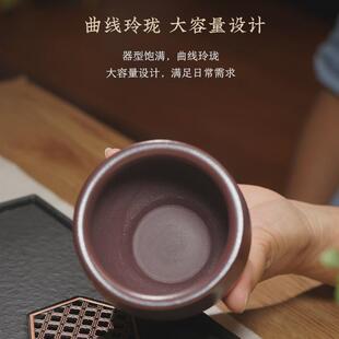 19ek宜兴石砂壶红紫紫砂杯纯全手工原矿品茗杯主人杯功夫茶杯