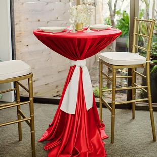 佳鹊会布展高脚吧台桌活动鸡尾酒桌布冷餐宴台布酒店圆形桌套桌布