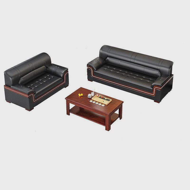 小型全套办公会客室接待商务办公室沙发洽谈三人位实木茶几组合