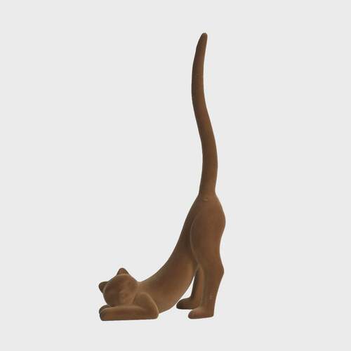 网红潮玩电镀银色翘尾巴猫摆件现代简约客厅电视柜饰品软装儿童房