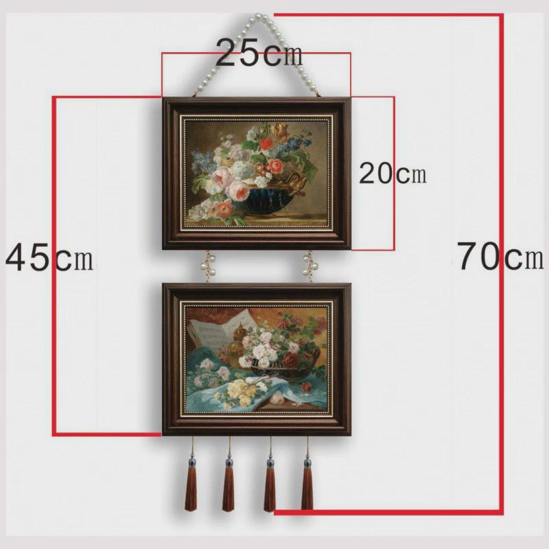 装饰画挂画两联带法式美式珠链现代欧式餐厅客厅沙发两联流苏