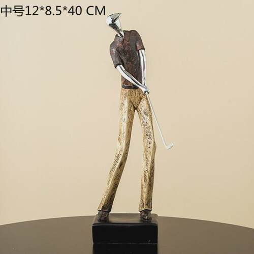 创意客厅电视柜办公室酒店软装高尔夫人物树脂摆件礼品工艺品装饰