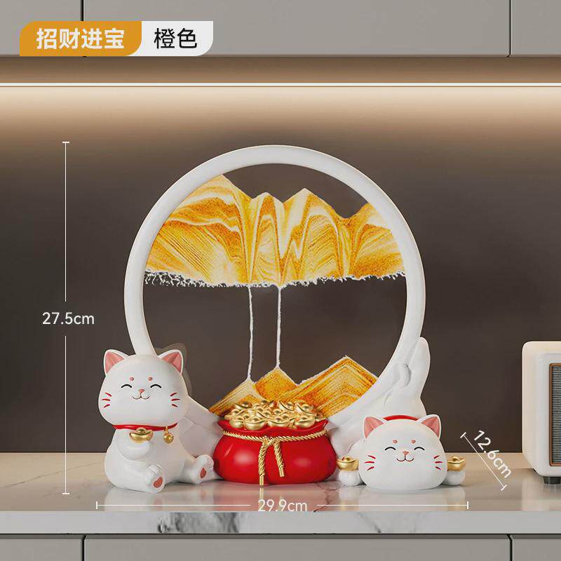 简约现代高档画鹿平安喜乐沙漏流沙招财摆件玄关酒柜电视柜装饰品