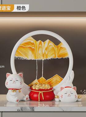 简约现代高档画鹿平安喜乐沙漏流沙招财摆件玄关酒柜电视柜装饰品