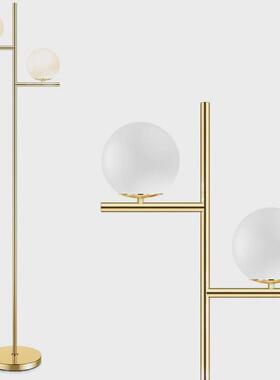 轻奢落地灯ins风格简约现代北欧装饰卧室2头玻璃客厅落地灯