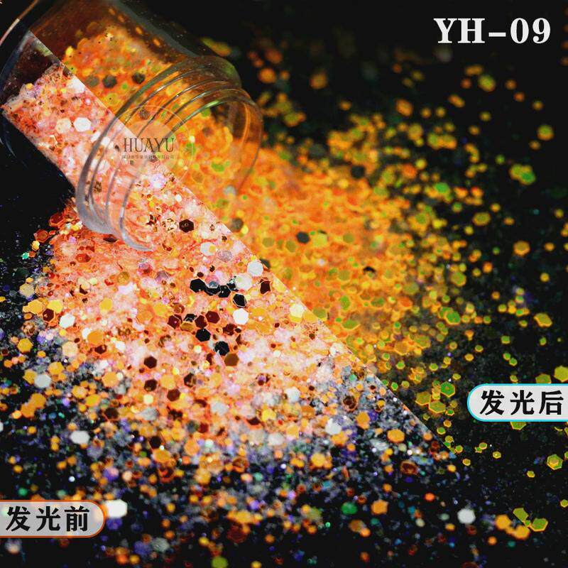 美甲夜光闪粉diy幻彩色混合金葱粉亮片树脂滴胶工艺品发光粉