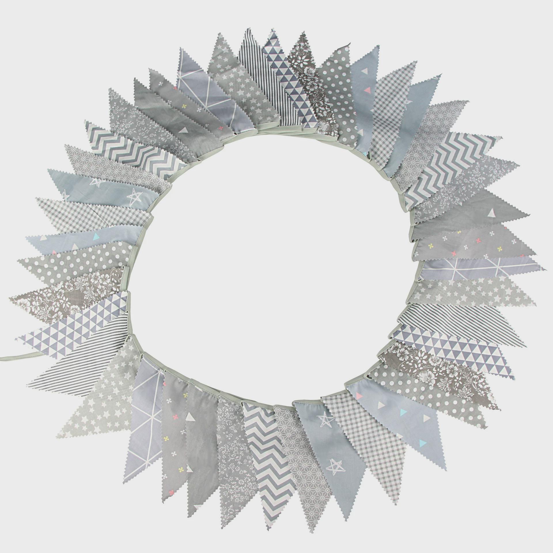 12米42波浪彩色花卉片单层棉布三角旗生日旗拍照背景西式婚礼拉旗