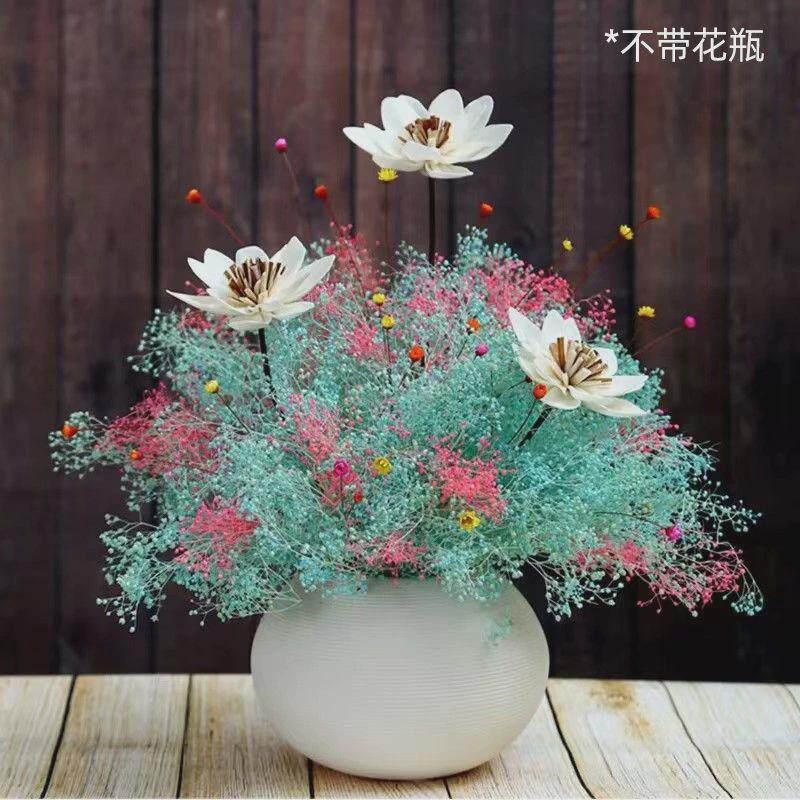 莲蓬干花真花摆件轻奢餐桌花束家居清新禅意装饰花